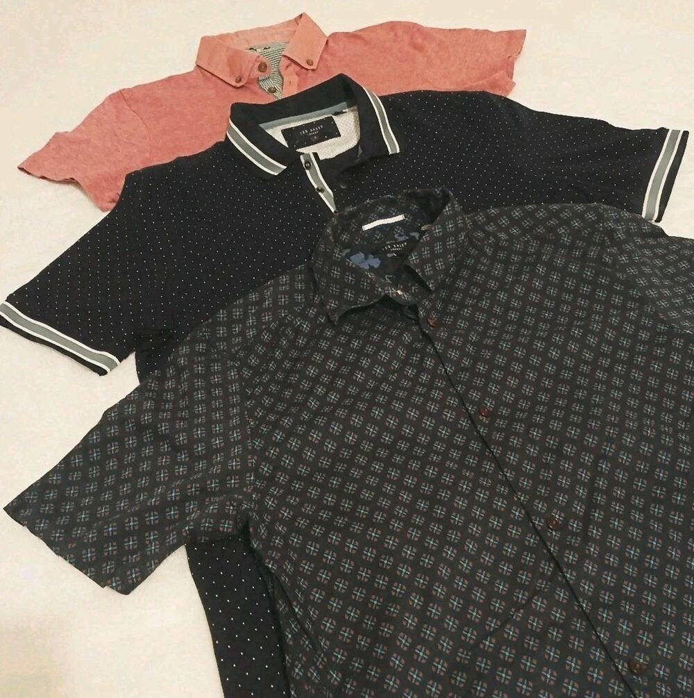 Ted Baker London Bundle Mens Sz 4 L Short Sleeve Shirt Yannic Museo Morskep Lot